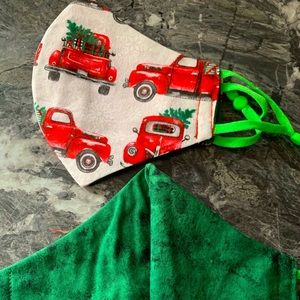 Teen Christmas trees and trucks facemask